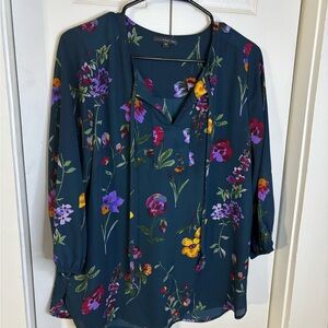 West Kei Teal Floral Blouse